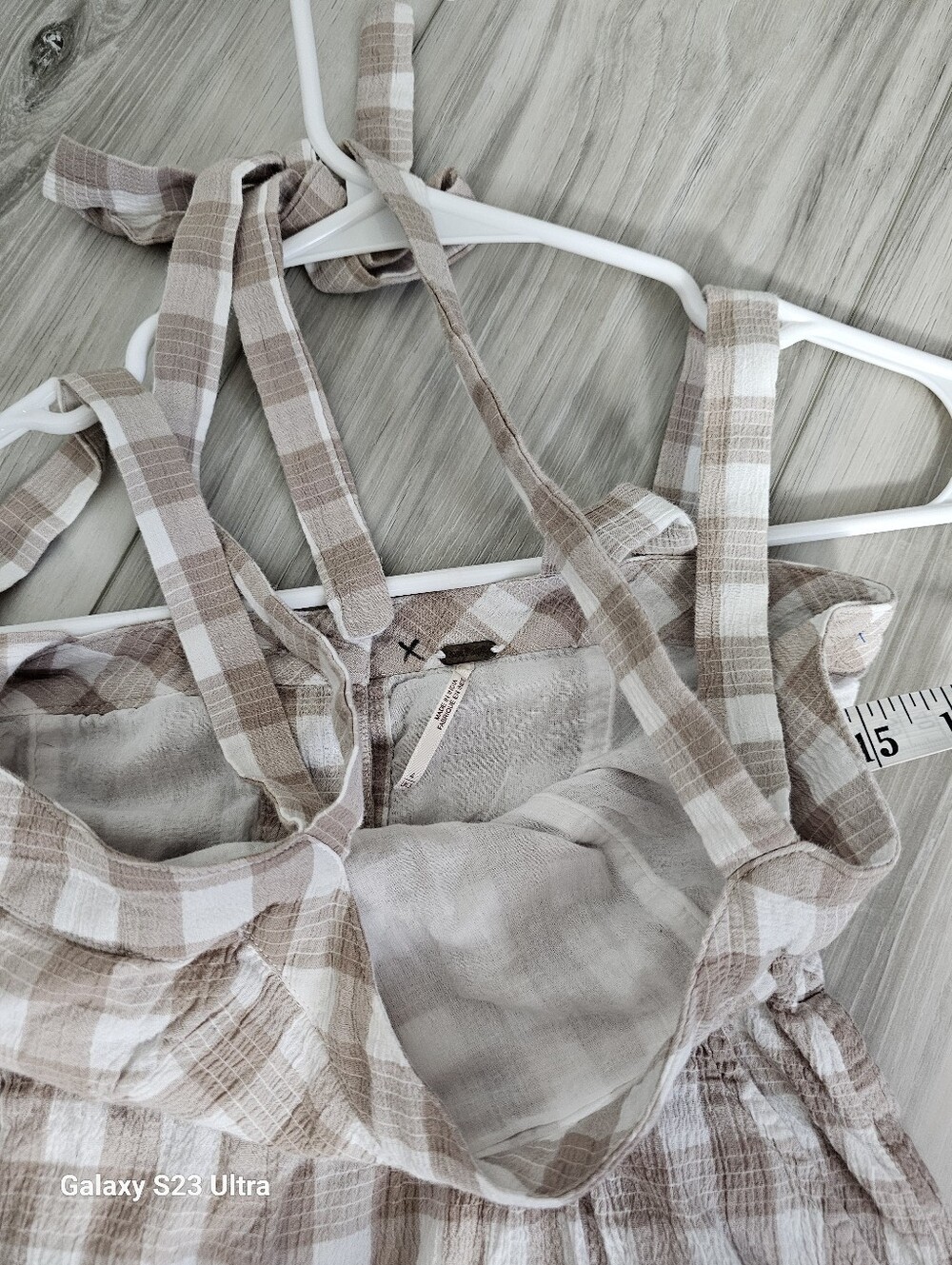 Free People Beige Plaid Jumpsuit Sz 4 - Picture 5 of 13